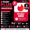 Tinder Plus 6 Month Subscription- Manual Top Up Global