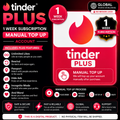 Tinder Plus 1 Week Subscription- Manual Top Up Global