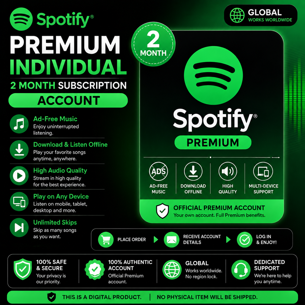 Spotify Individual Premium 2 Month Subscription- Account Global