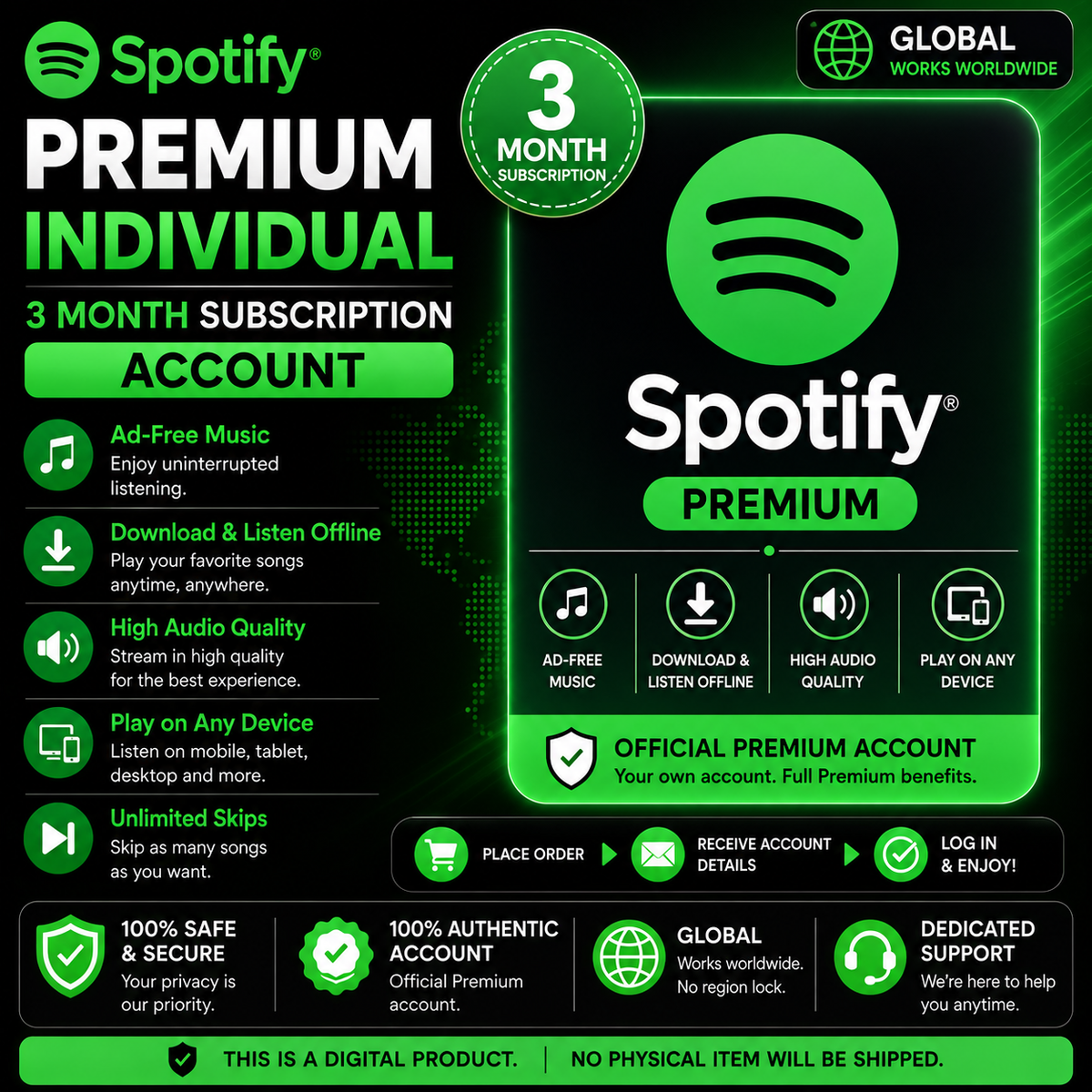 Spotify Individual Premium 3 Month Subscription- Account Global