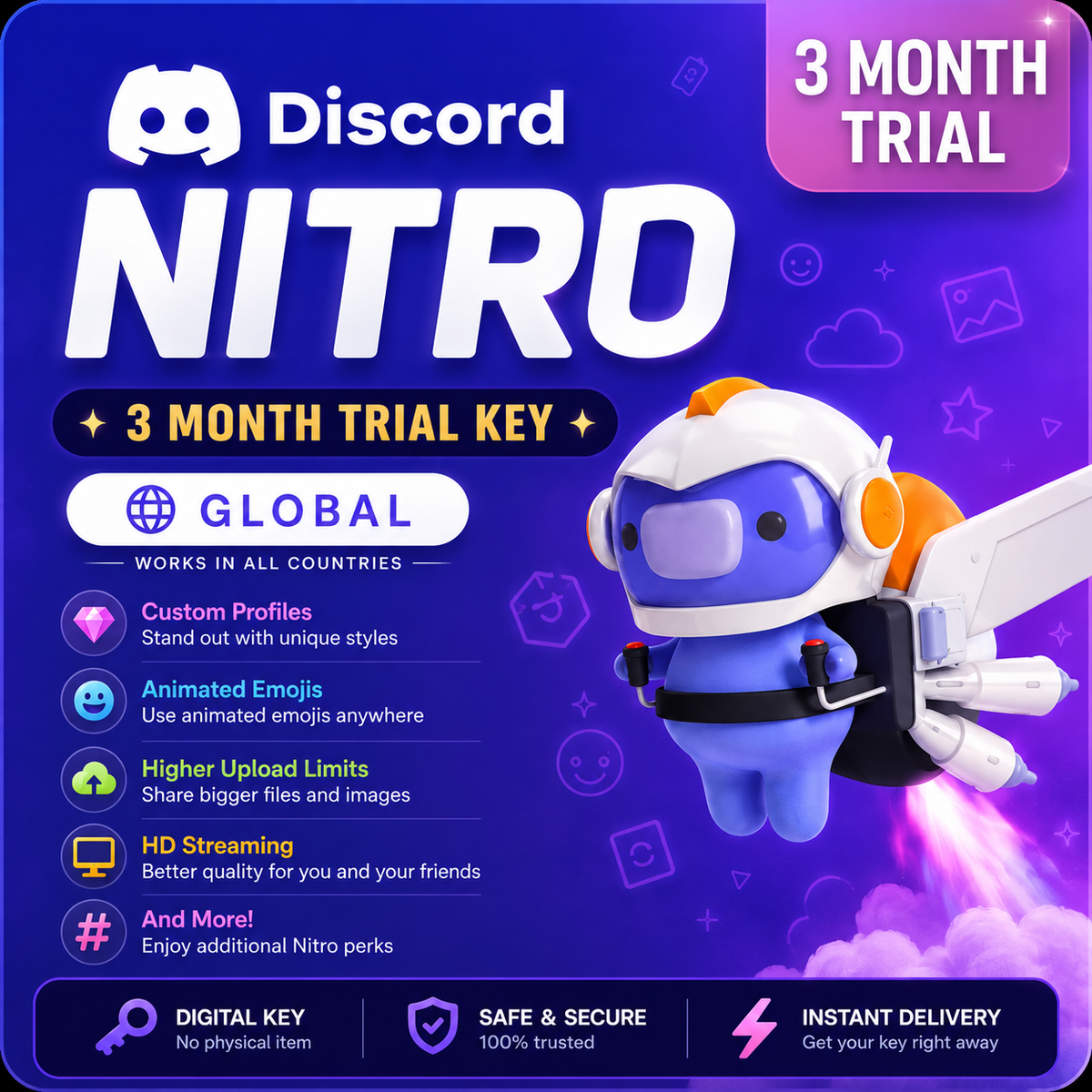 Discord Nitro 3 Month Trial Key Global