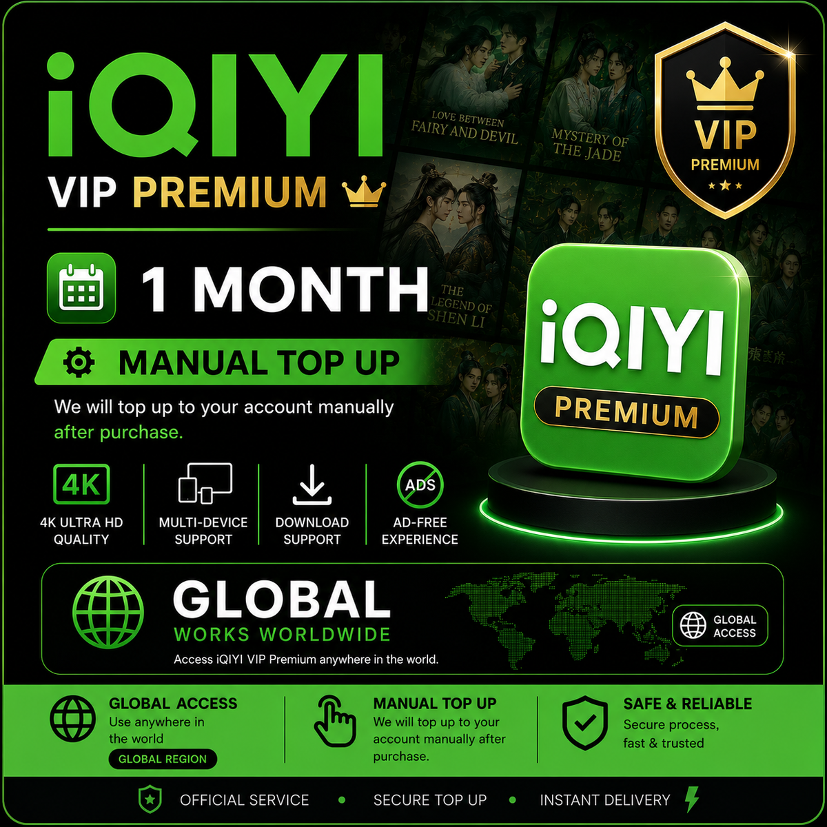 iQIYI VIP Premium 1 Month- Manual Top Up Global