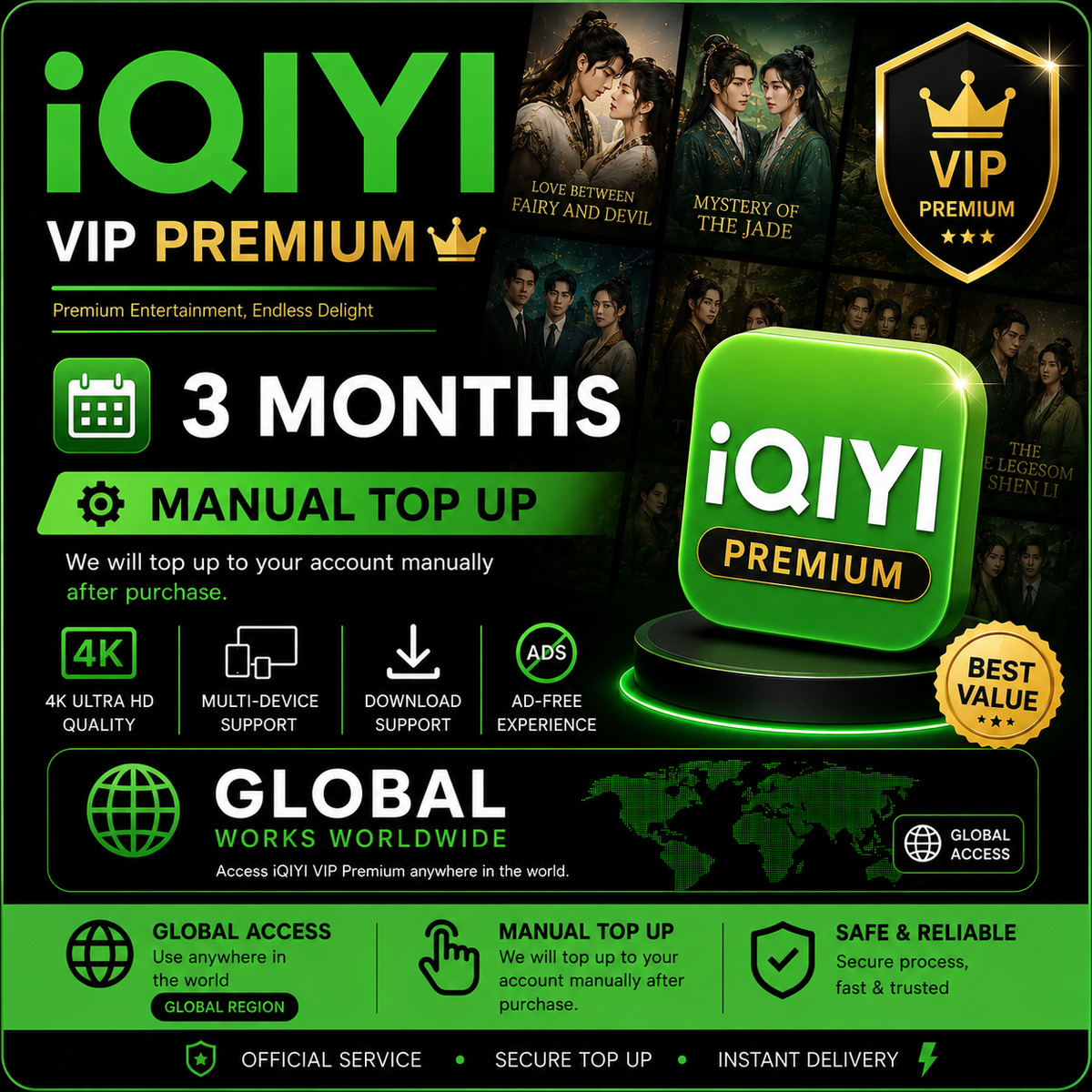 iQIYI VIP Premium 3 Month- Manual Top Up Global