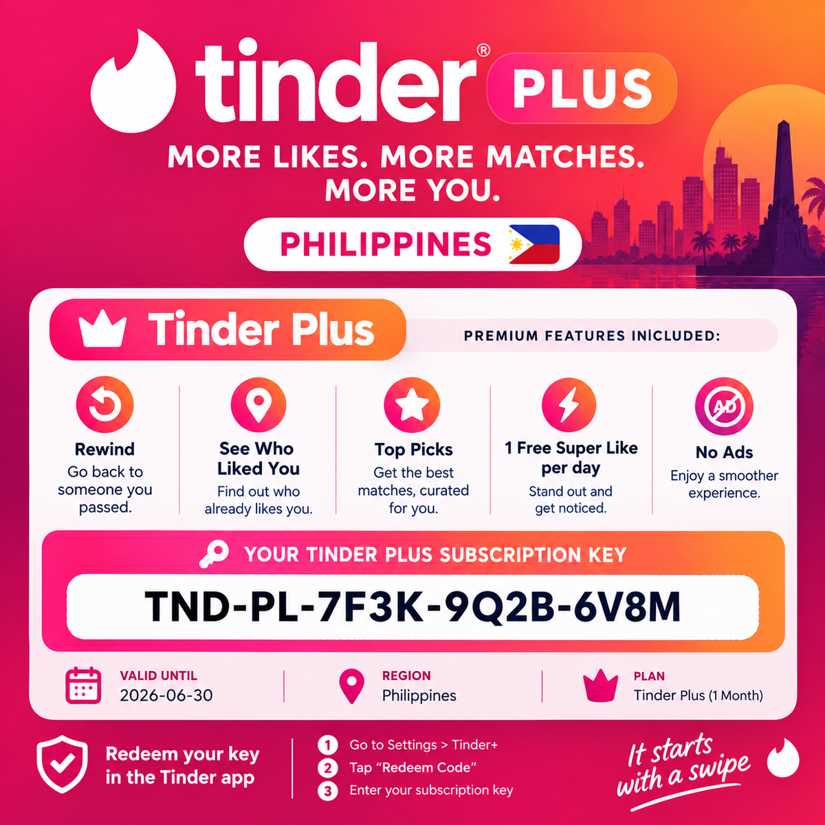 Tinder Subscription Key Philippines